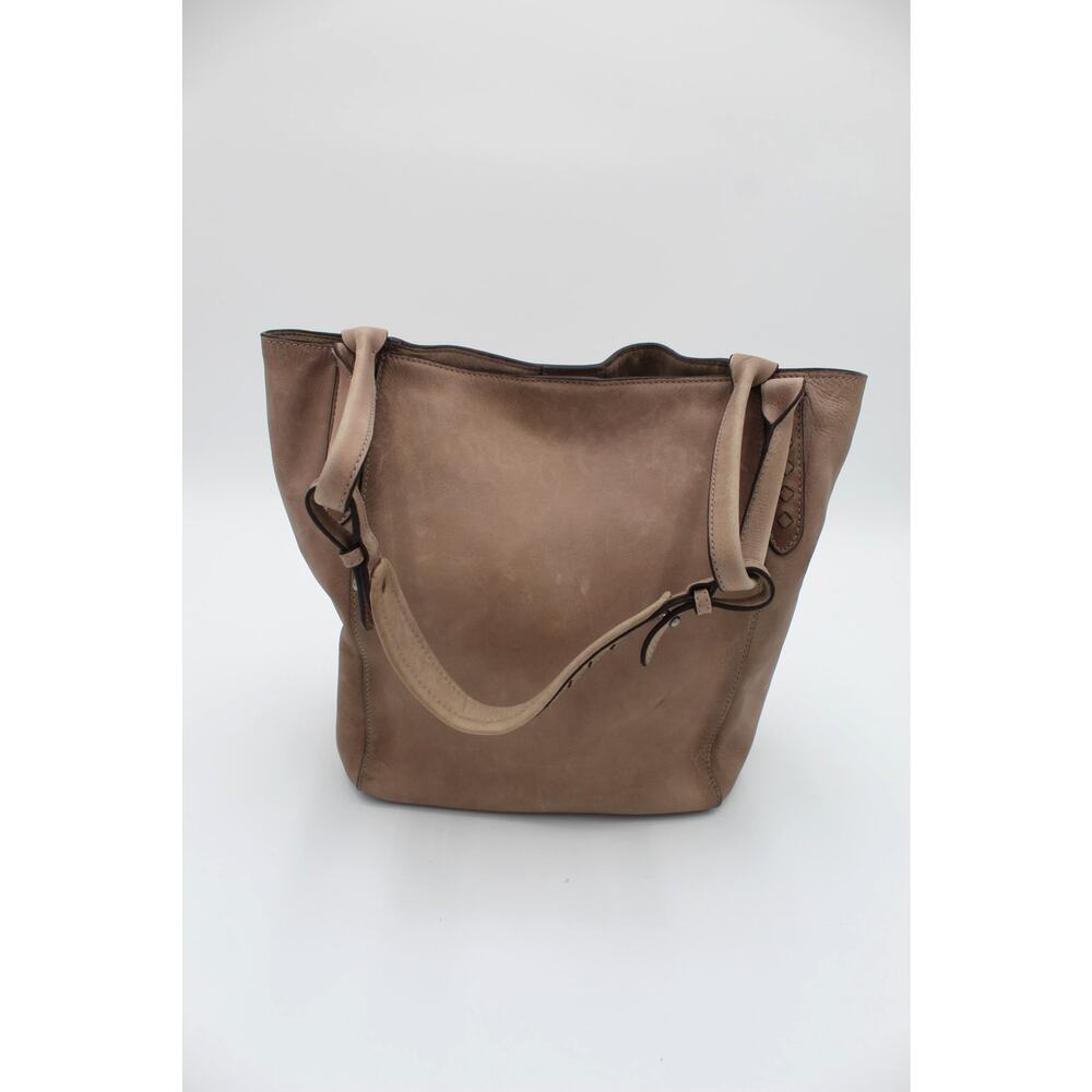 Frye Reed Leather Hobo Shoulder Bag Beige Tan Distressed Boho Western Purse - Picture 4 of 14